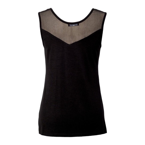 Women's Black Mesh Top Size XL Round Neck Sleeveless NWT - Picture 4 of 4